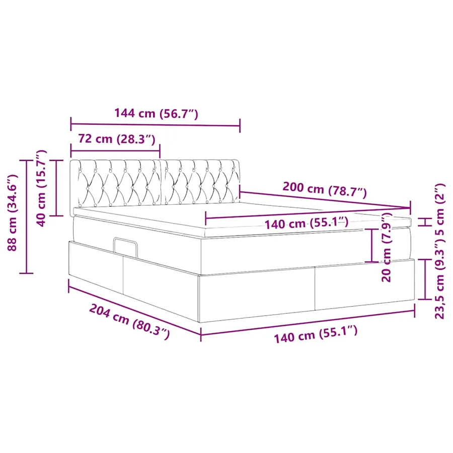 Lit de Rangement avec matelas Rose 140 x 200 cm Velours - 15