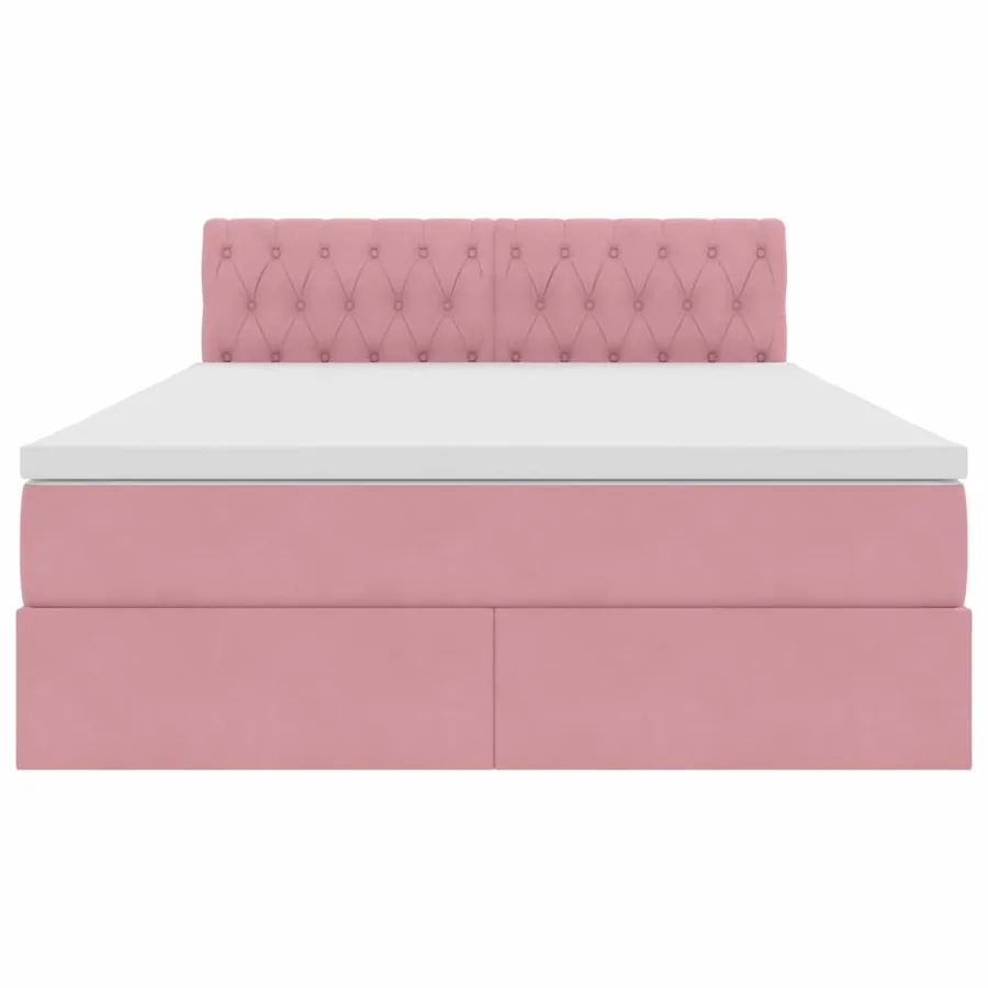 Lit de Rangement avec matelas Rose 140 x 200 cm Velours - 7
