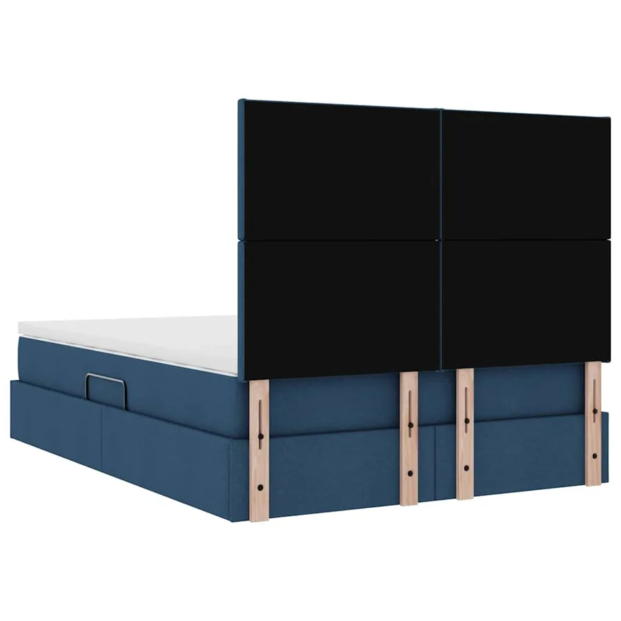 Lit avec rangement et matelas Bleu 140 x 200 cm tissu - 11