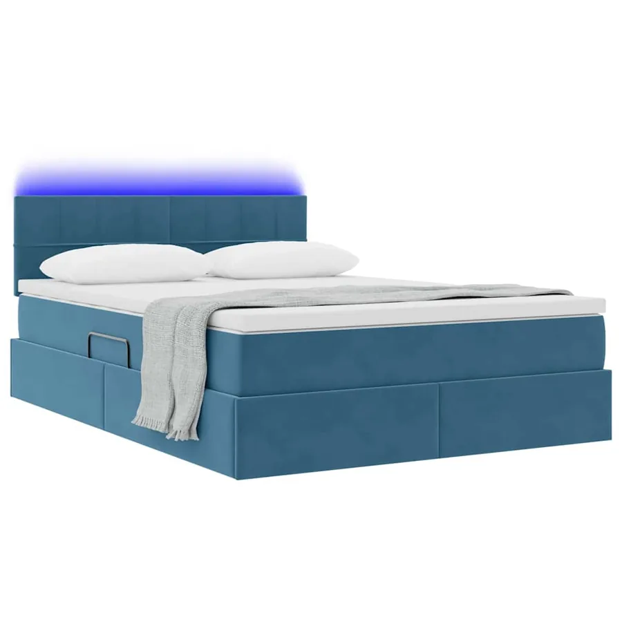 Lit de rangement LED avec matelas Bleu foncé 140 x 200 cm - 3
