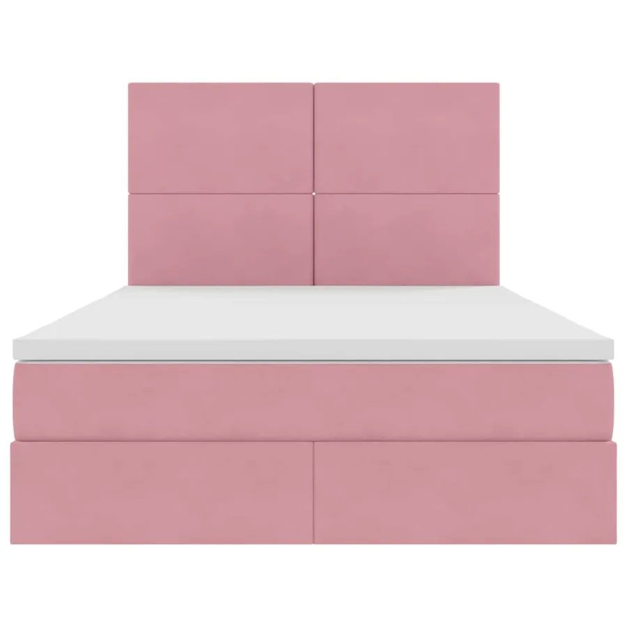 Lit avec rangement et matelas Rose 140 x 200 cm Velours - 7