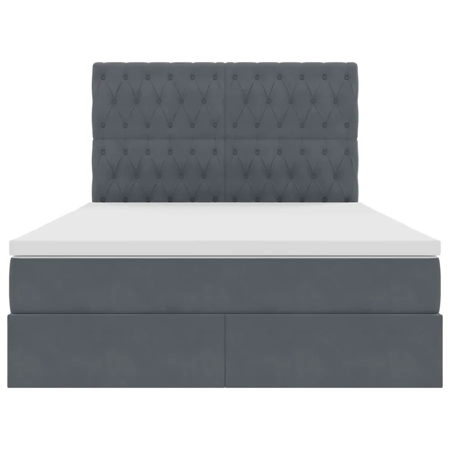 Lit avec rangement et matelas Gris foncé 140 x 200 cm Velours - 7