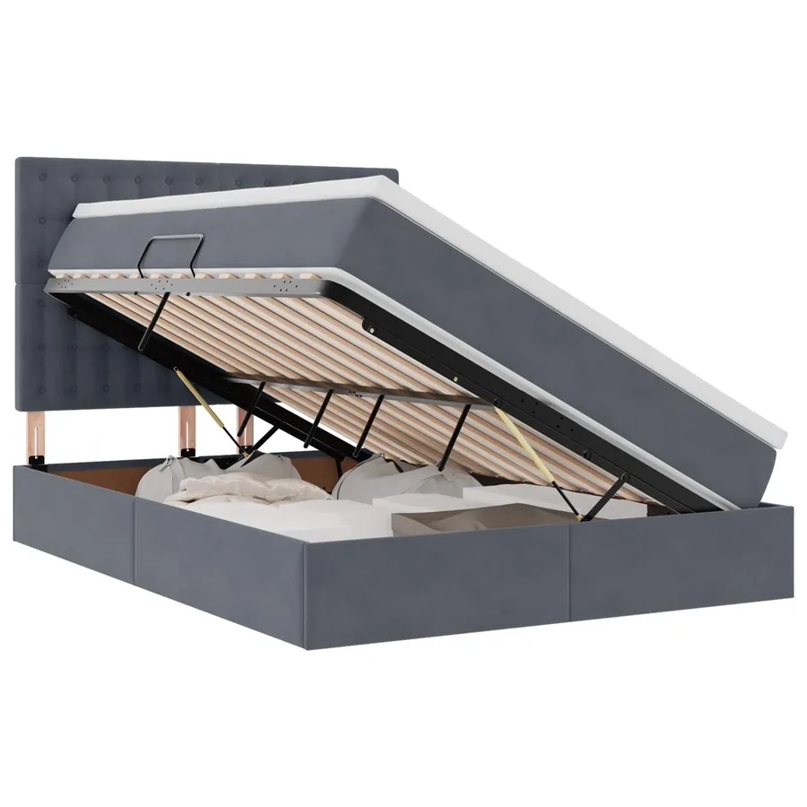 Lit de rangement LED avec matelas Gris foncé 140 x 200 cm - 2