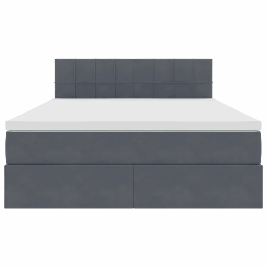 Lit de Rangement avec matelas Gris foncé 140 x 200 cm Velours - 7
