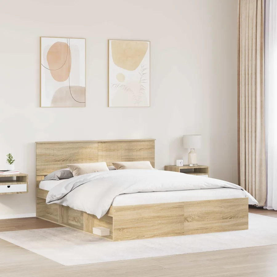Cadre de lit avec tête de lit Sonoma 160 x 200 cm Pin massif - 3