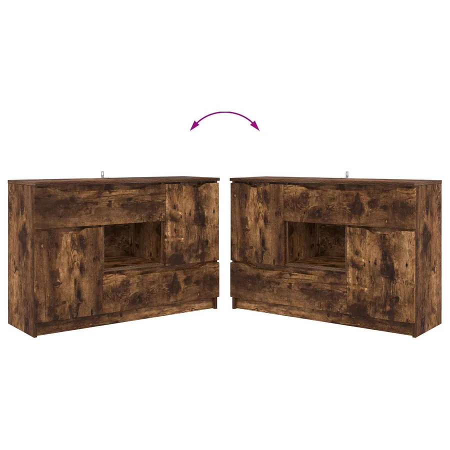 Buffet avec tiroir Chêne fumé 100 x 30 x 65,6 Bois d'ingénierie - 12