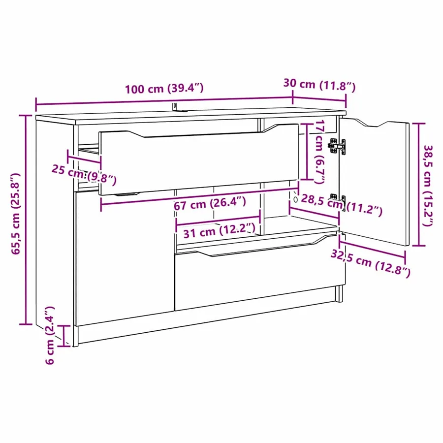 Buffet avec tiroir Chêne fumé 100 x 30 x 65,6 Bois d'ingénierie - 14