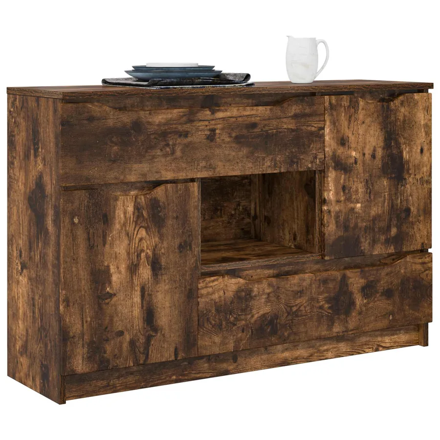 Buffet avec tiroir Chêne fumé 100 x 30 x 65,6 Bois d'ingénierie - 3