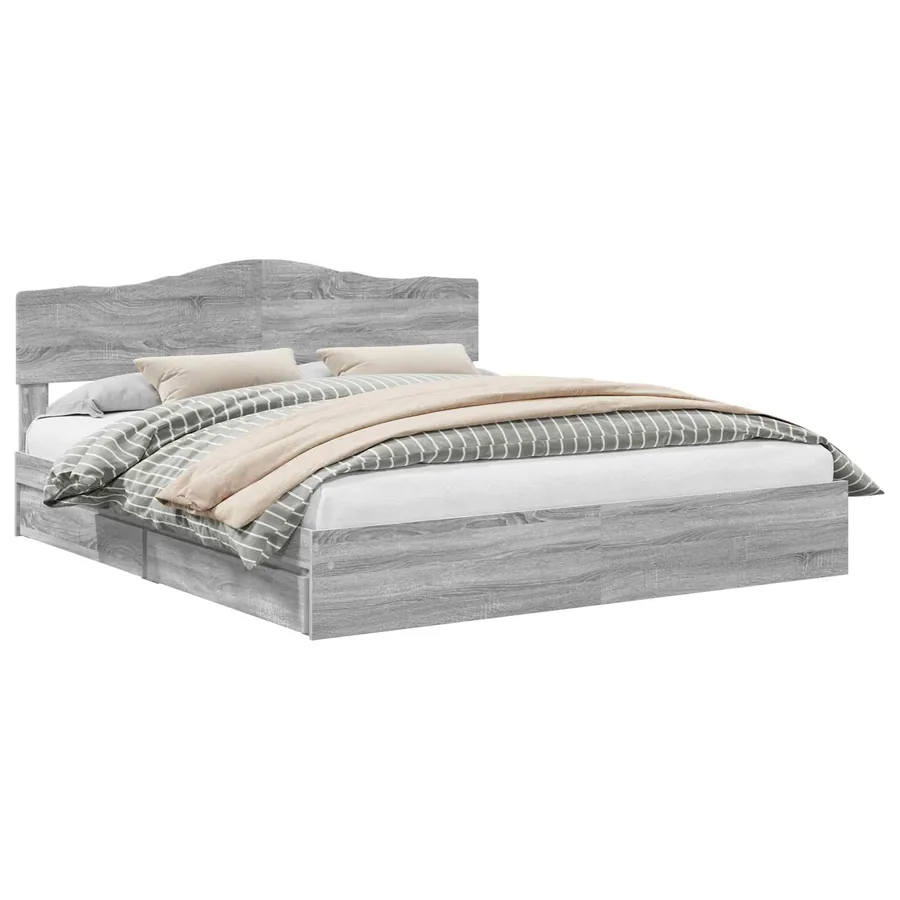 Lit de Rangement Gris Sonoma 180 x 200 cm Bois d'ingénierie - 2