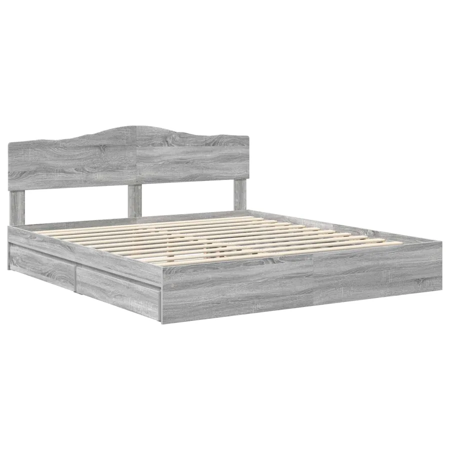 Lit de Rangement Gris Sonoma 180 x 200 cm Bois d'ingénierie - 4