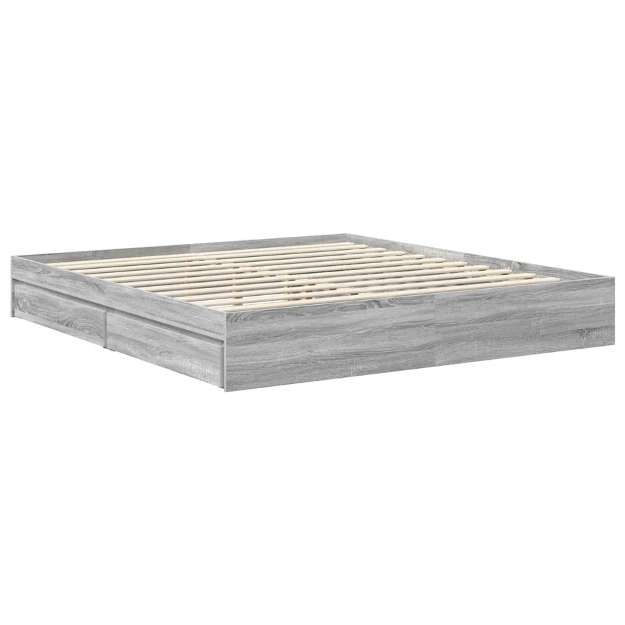 Lit de Rangement Gris Sonoma 180 x 200 cm Bois d'ingénierie - 6