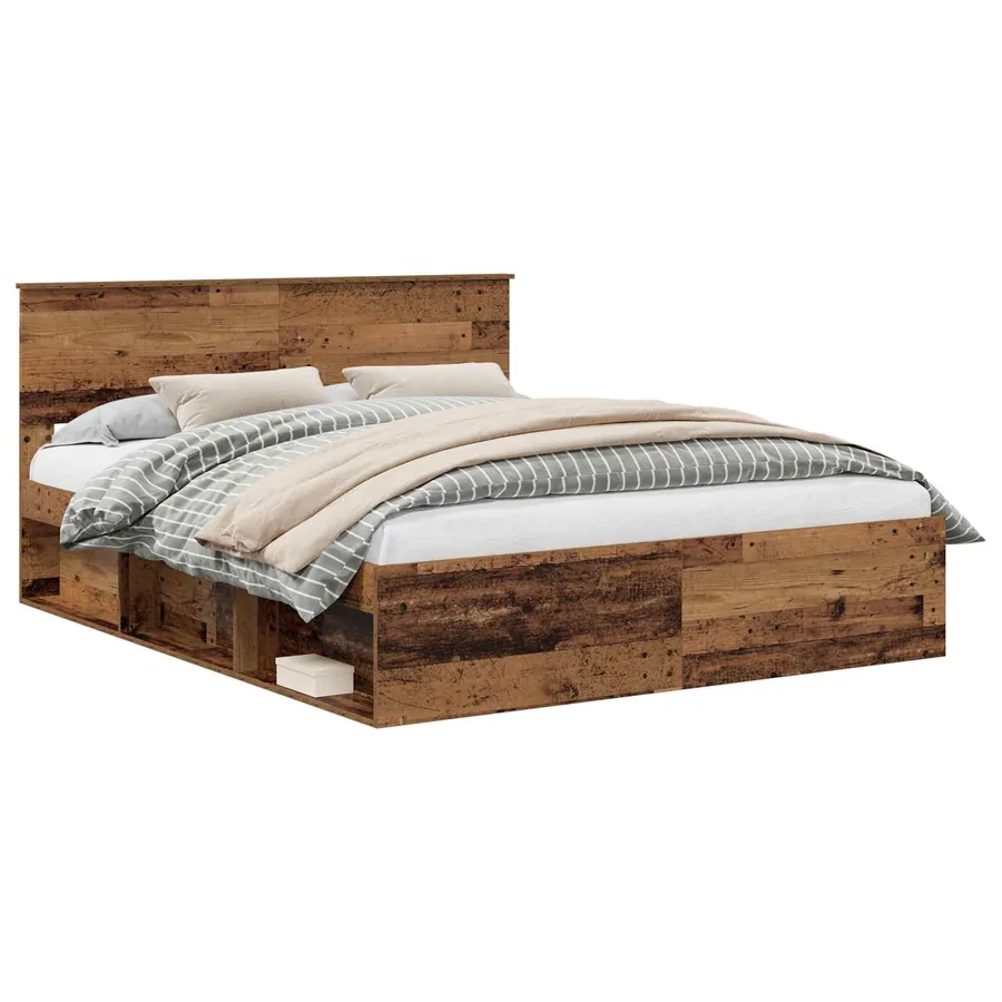 Cadre de lit Bois ancien 160 x 200 cm Pin massif - 2