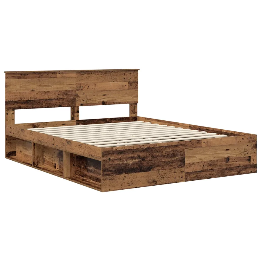 Cadre de lit Bois ancien 160 x 200 cm Pin massif - 4