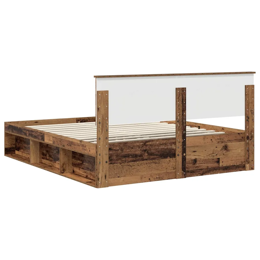Cadre de lit Bois ancien 160 x 200 cm Pin massif - 9