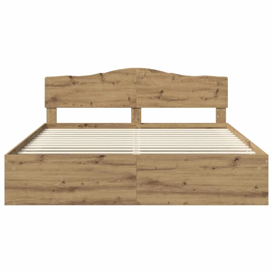 Cadre de lit Chêne artisan 200 x 200 cm Bois de pin massif - 7