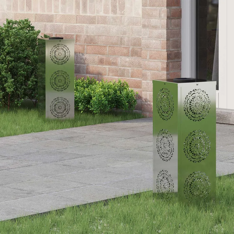 Lumière de chemin LED solaire 2 pcs Blanc chaud 18 x 18 x 50 cm