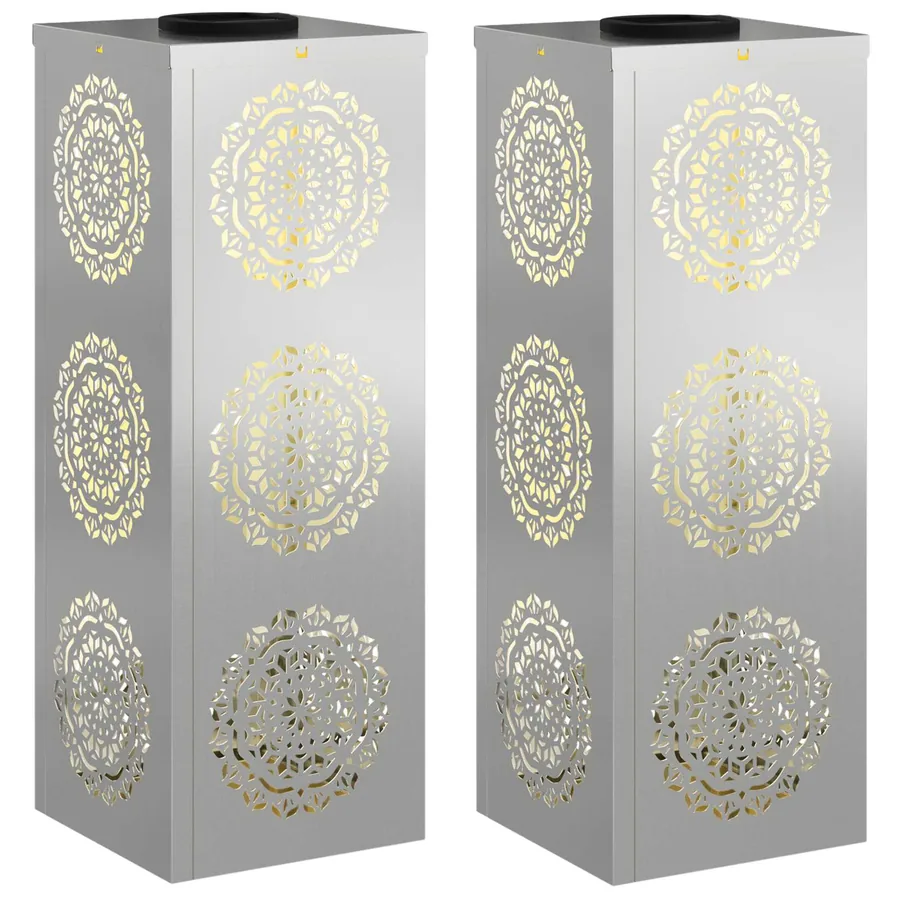Lumière de chemin LED solaire 2 pcs Blanc chaud 18 x 18 x 50 cm - 2