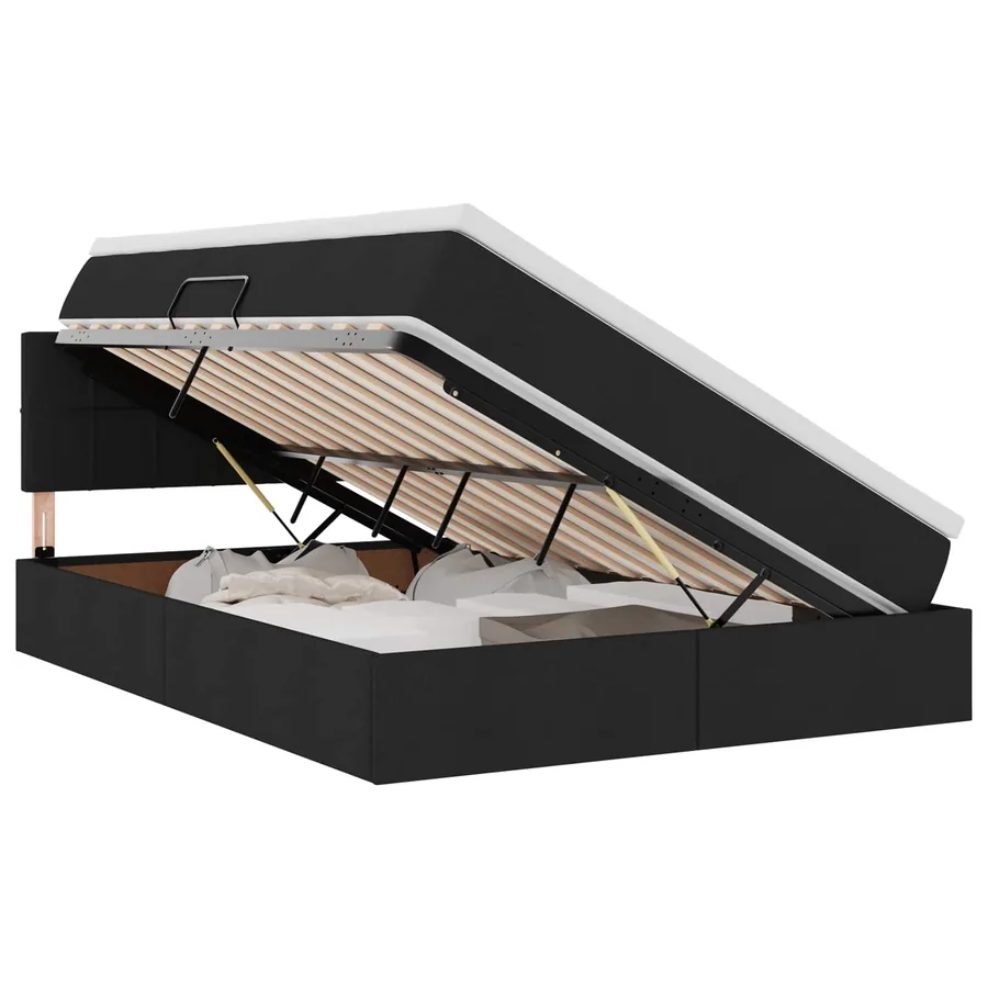 Lit avec rangement et matelas avec matelas Noir 120 x 200 cm - 2