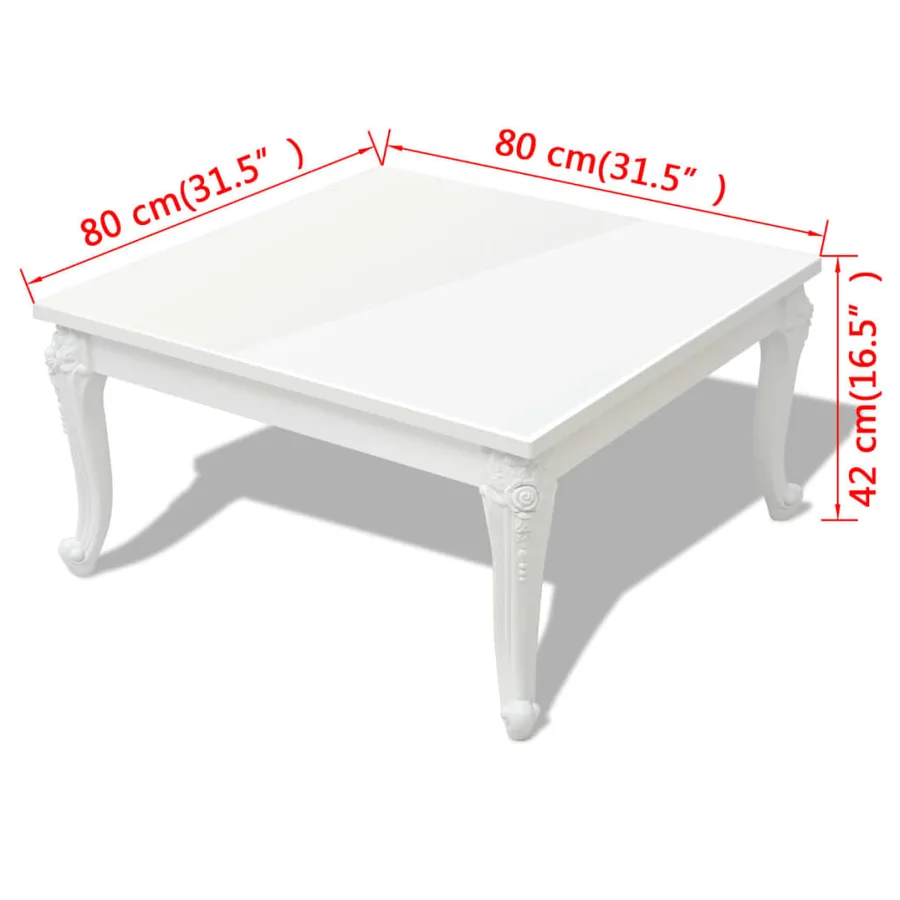 Table basse 80x80x42 cm Blanc brillant - 5