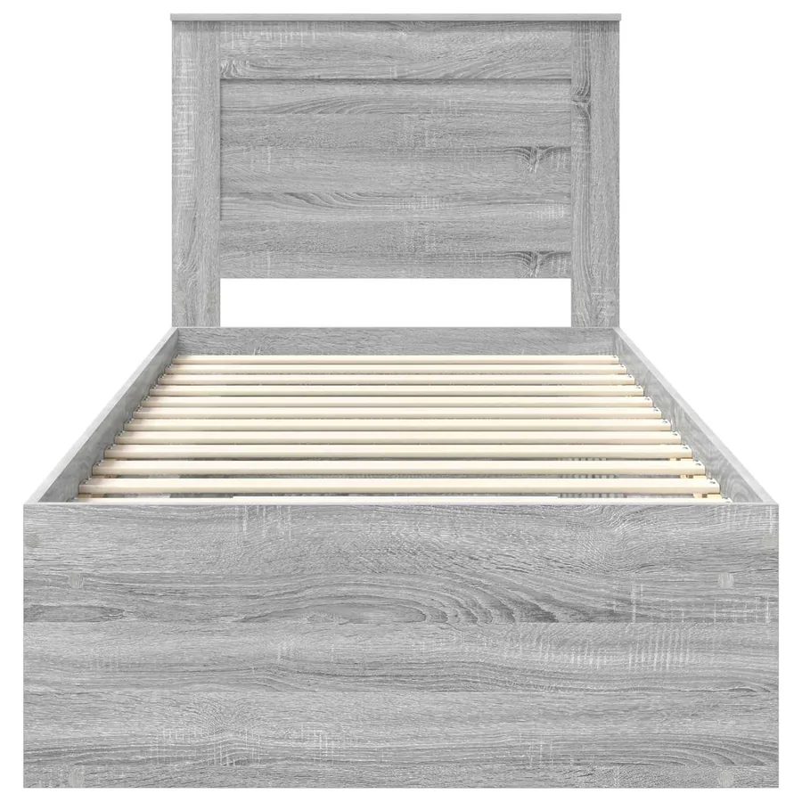 Cadre de lit avec tiroir Gris Sonoma 75 x 190 cm Pin massif - 7