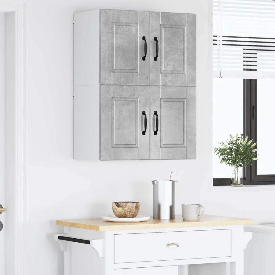 Meuble mural PORTO 2 pcs Gris béton 60 x 31 x 40 cm - 4