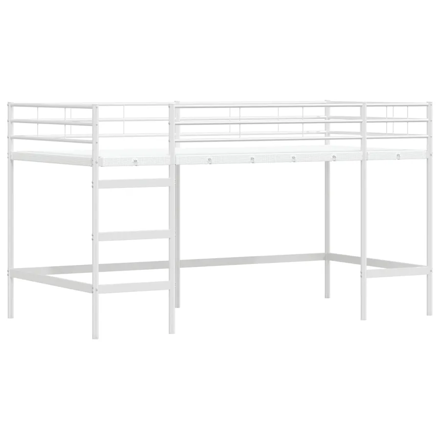 Cadre de Lit Mezzanine pour Enfants avec Rideaux Blanc et rose - 5