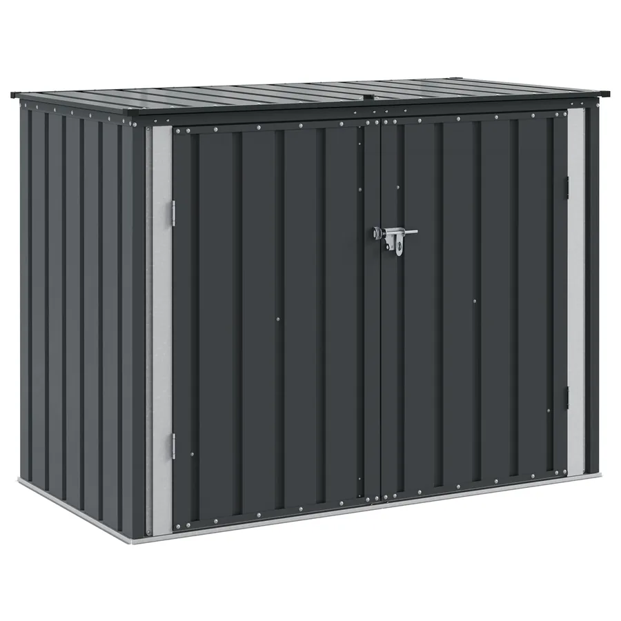 Boîte de Rangement de Jardin Noir 151,5 x 82 x 110,5 cm Acier - 2