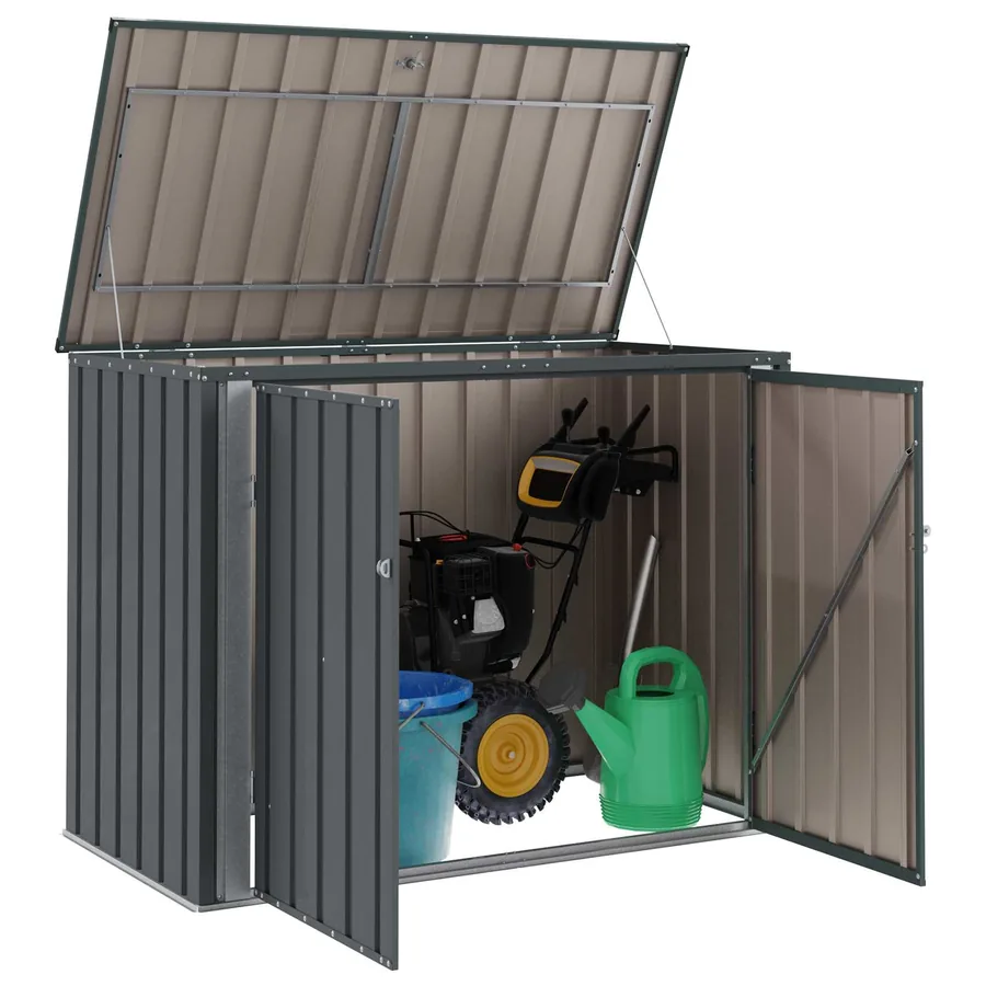 Boîte de Rangement de Jardin Noir 151,5 x 82 x 110,5 cm Acier - 3