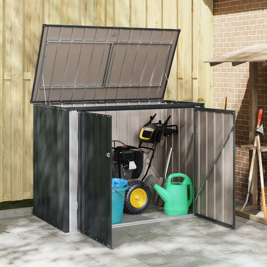 Boîte de Rangement de Jardin Noir 151,5 x 82 x 110,5 cm Acier - 4