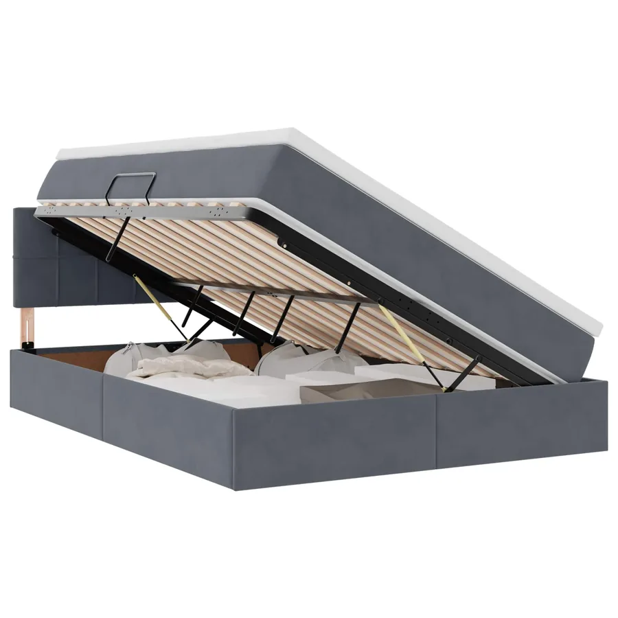 Lit de rangement LED avec matelas Gris foncé 140 x 200 cm - 2