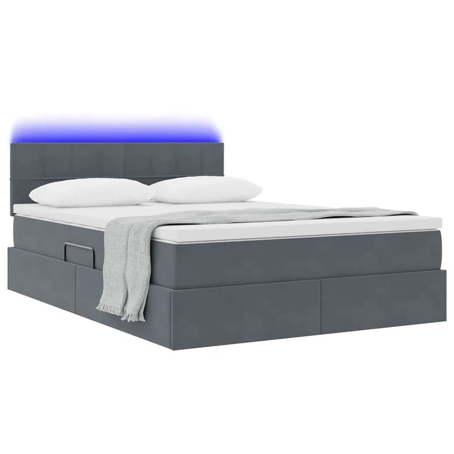 Lit de rangement LED avec matelas Gris foncé 140 x 200 cm - 3