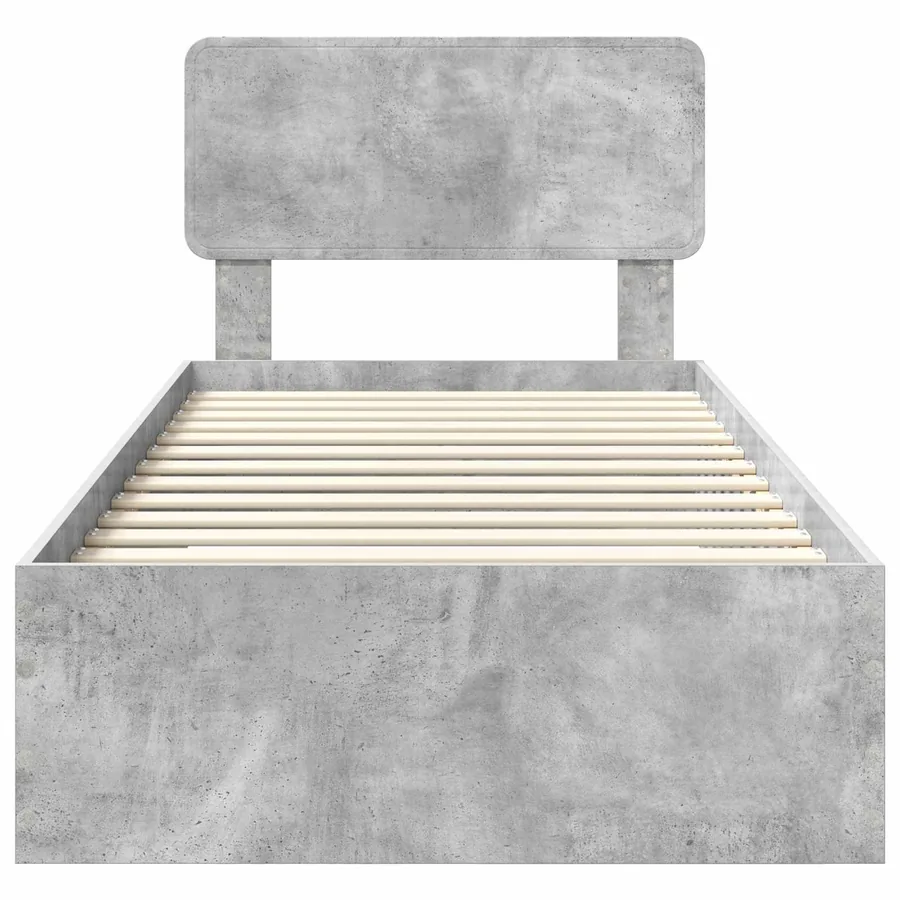 Cadre de lit Gris béton 90 x 200 cm Bois d'ingénierie - 7
