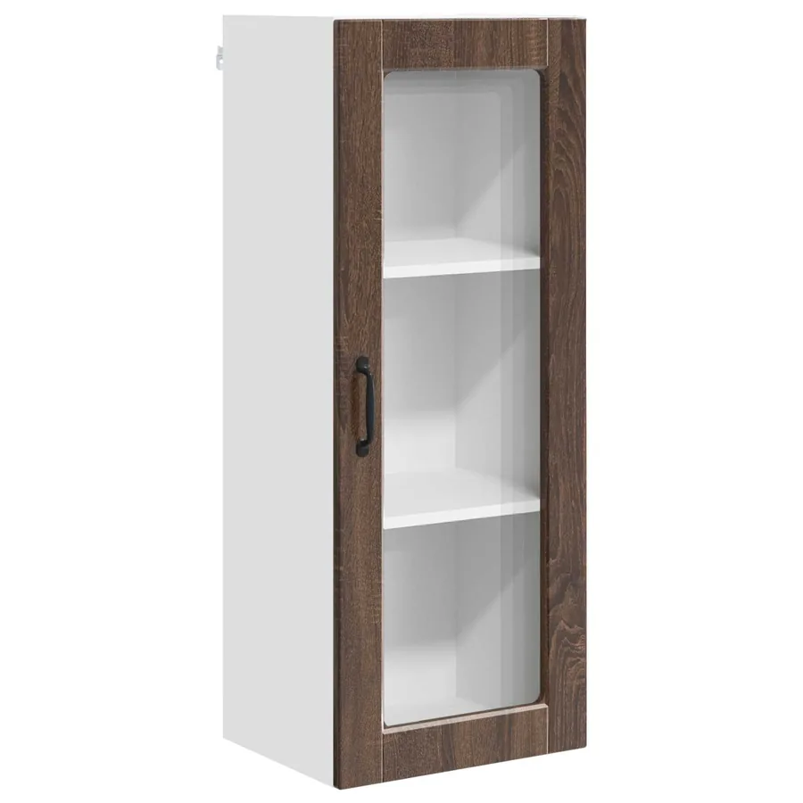 Cabinet en verre mural PORTO Chêne brun 40 x 31 x 100 cm - 2