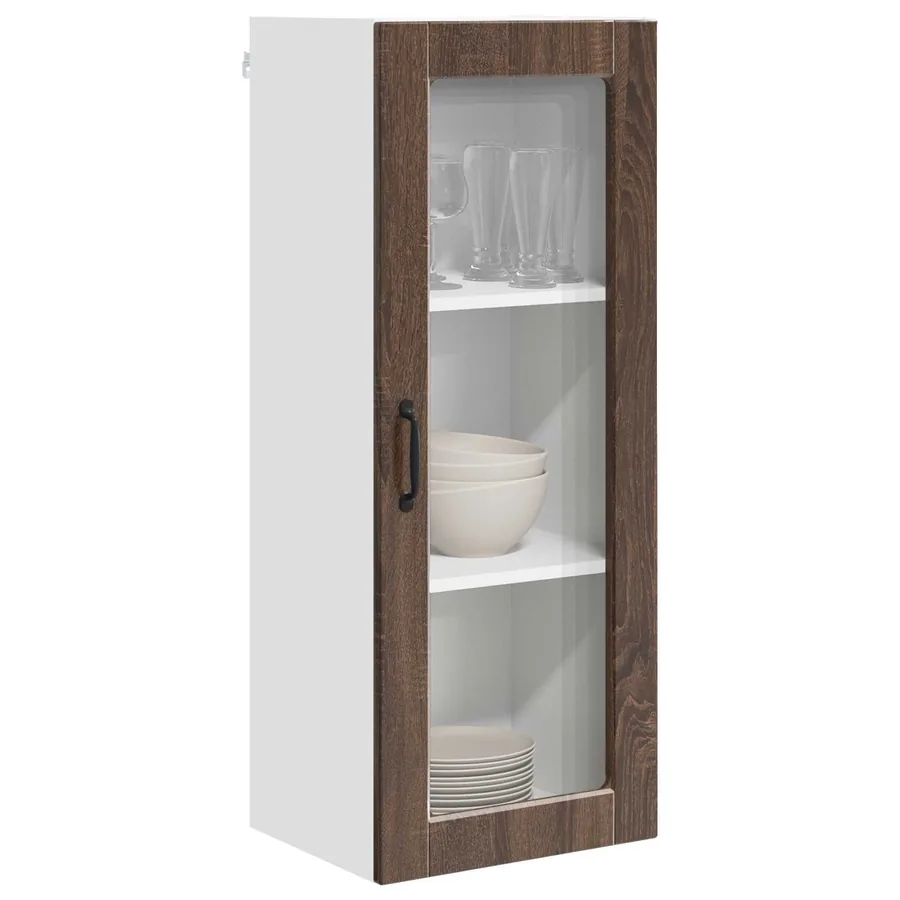 Cabinet en verre mural PORTO Chêne brun 40 x 31 x 100 cm - 3