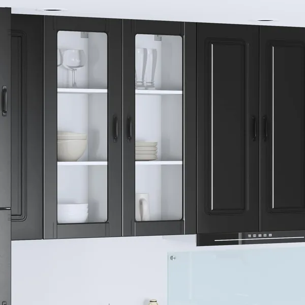 Cabinet en verre mural PORTO Noir 40 x 31 x 100 cm
