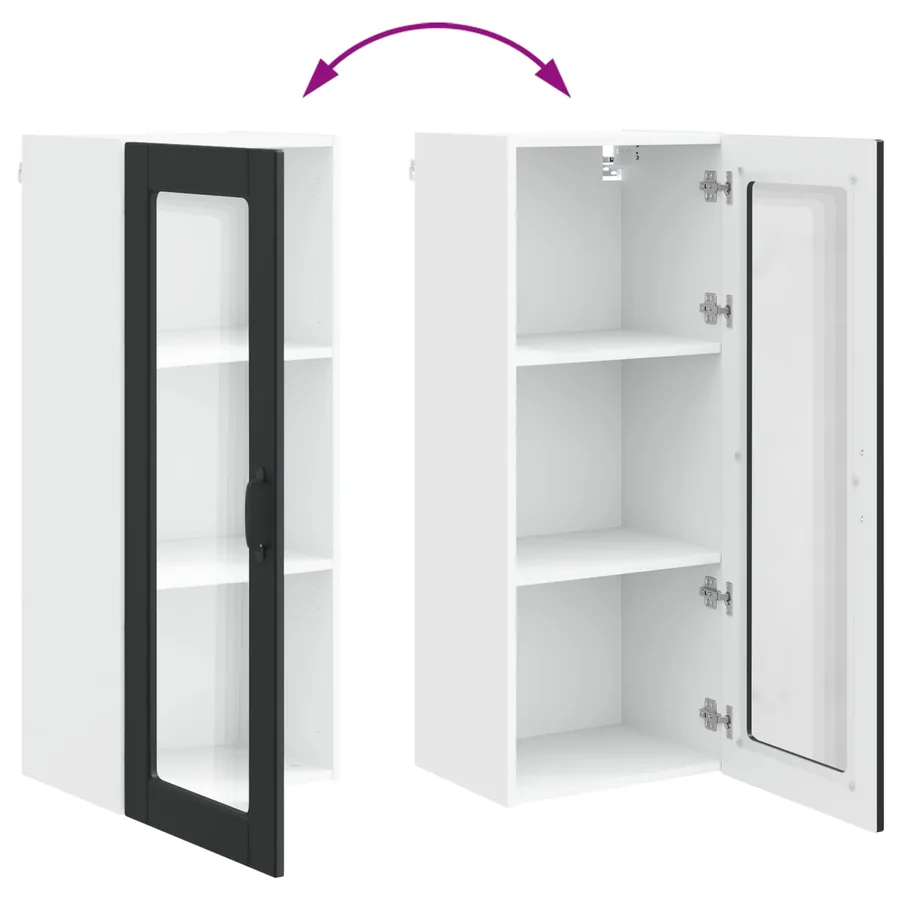 Cabinet en verre mural PORTO Noir 40 x 31 x 100 cm - 11