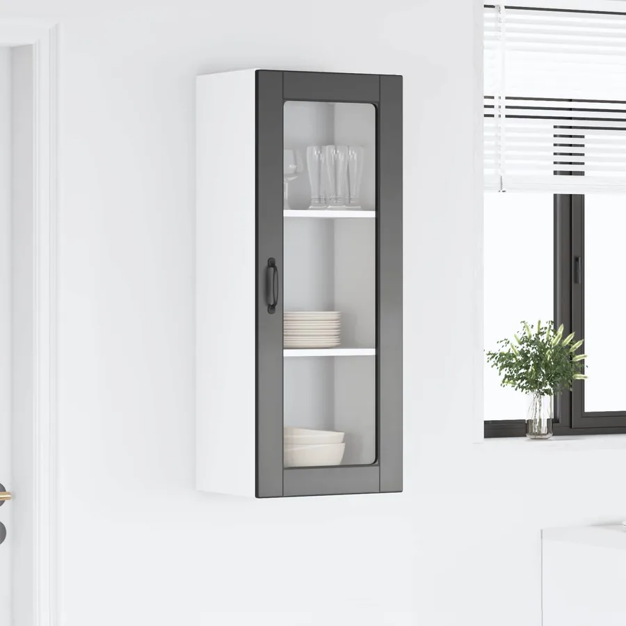 Cabinet en verre mural PORTO Noir 40 x 31 x 100 cm - 4