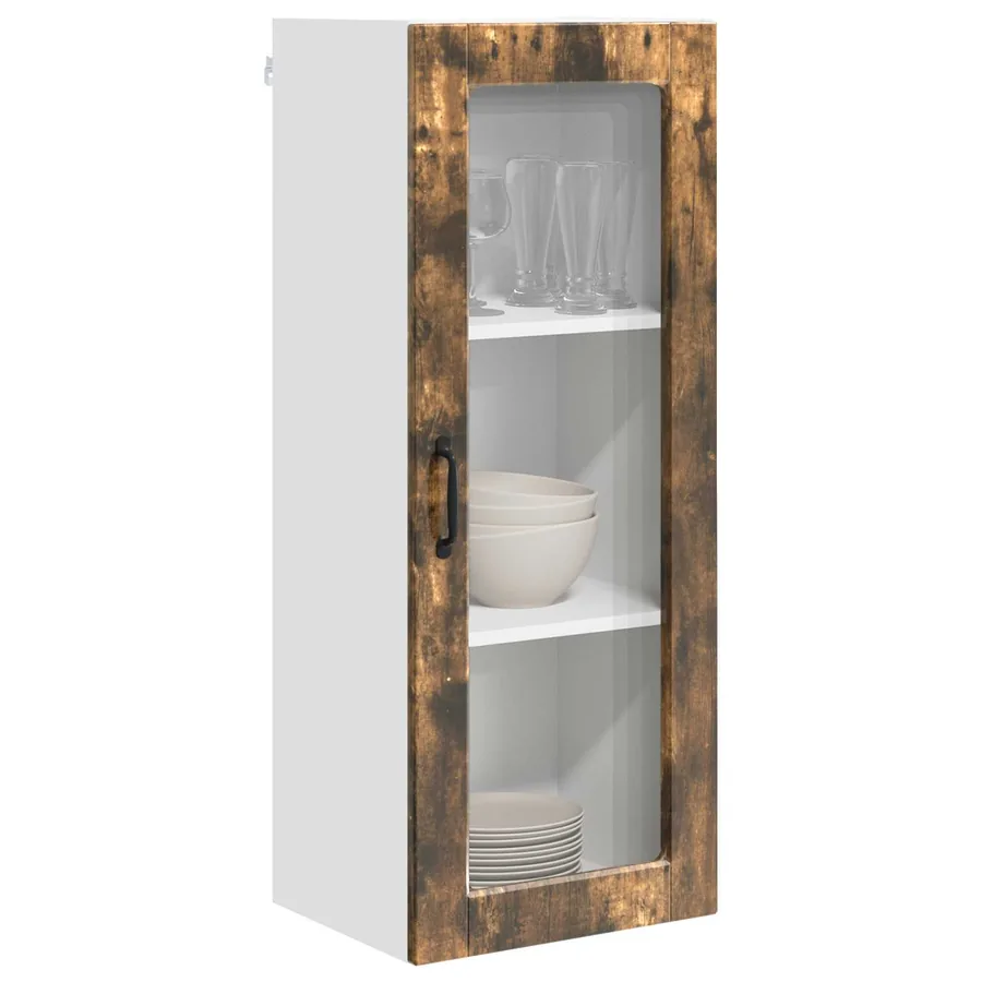 Cabinet en verre mural PORTO Chêne fumé 40 x 31 x 100 cm - 3