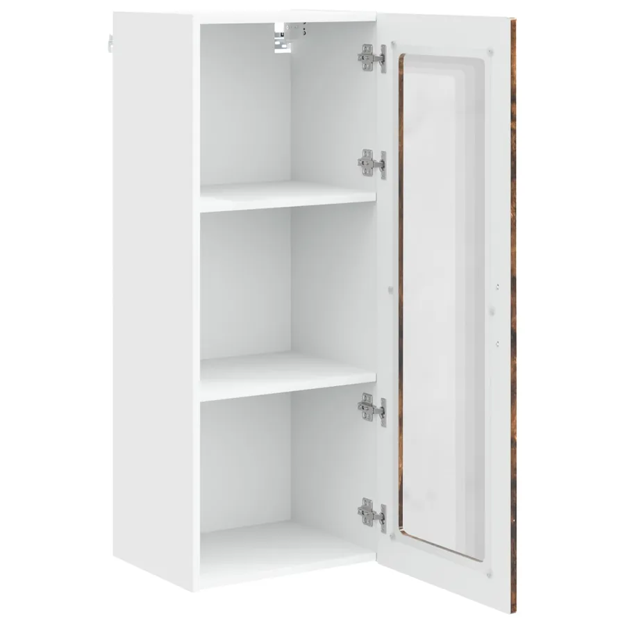 Cabinet en verre mural PORTO Chêne fumé 40 x 31 x 100 cm - 5