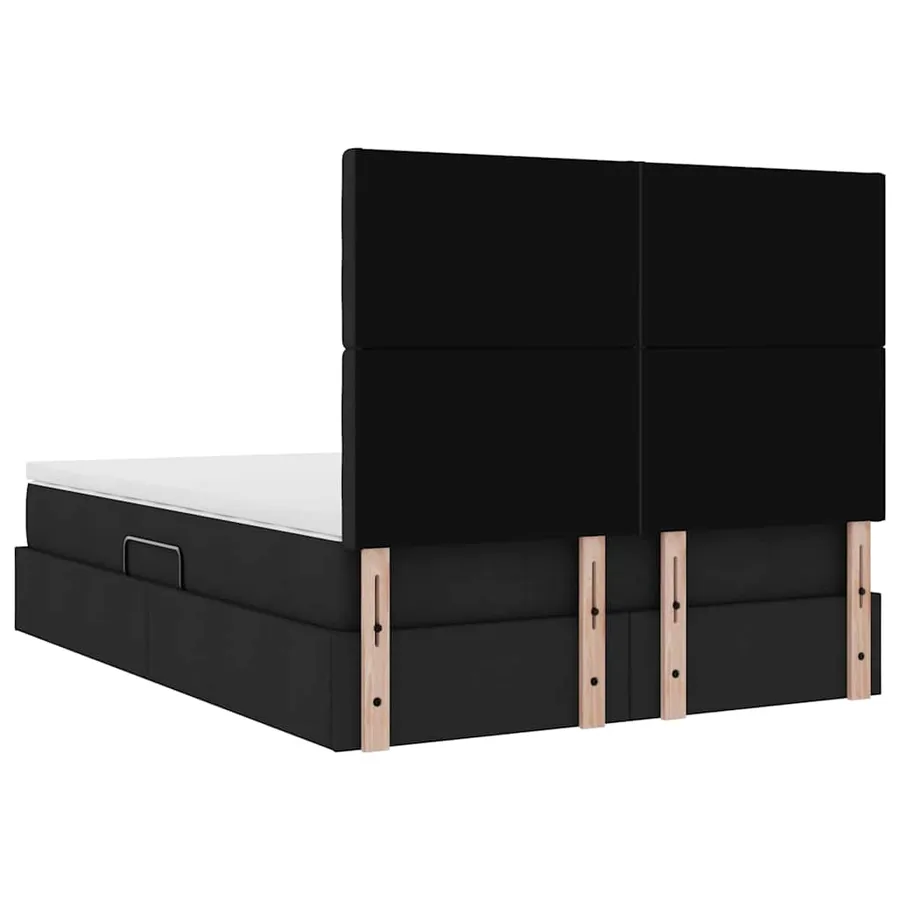 Lit avec rangement et matelas Noir 140 x 200 cm tissu - 11