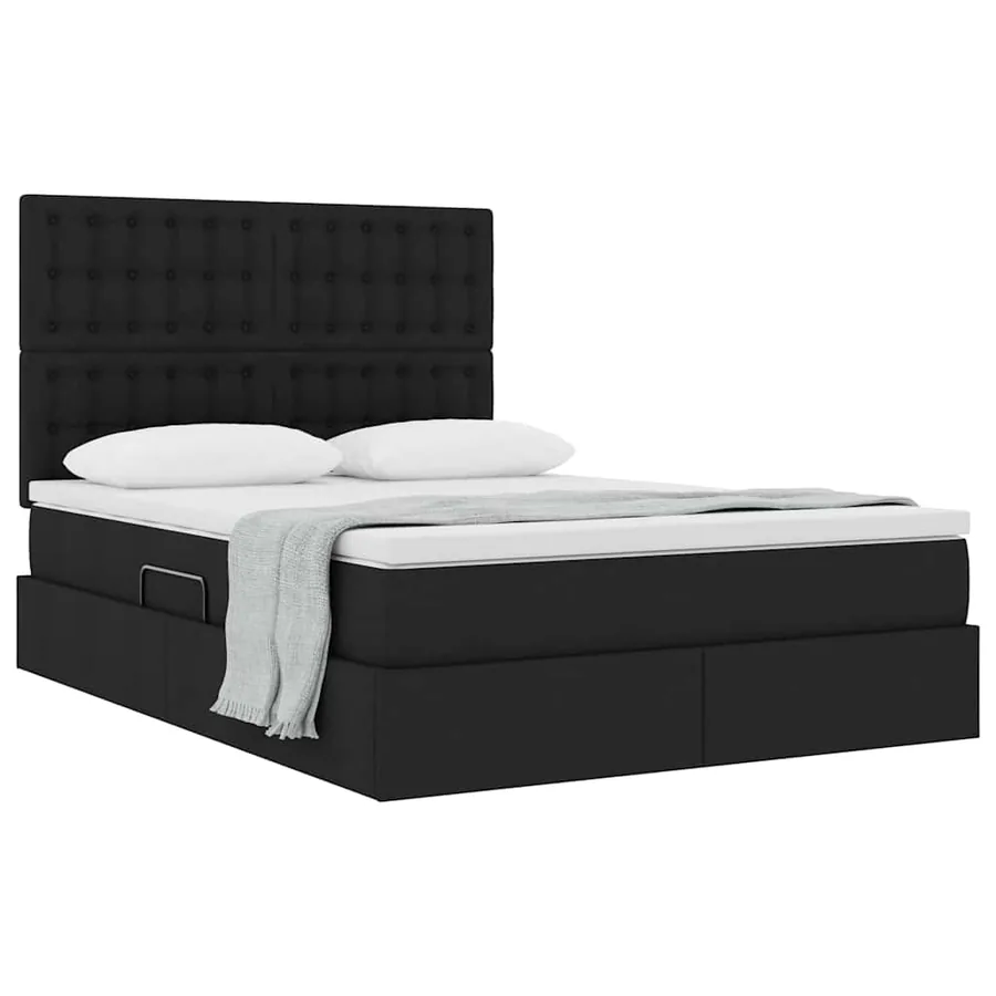 Lit avec rangement et matelas Noir 140 x 200 cm tissu - 3