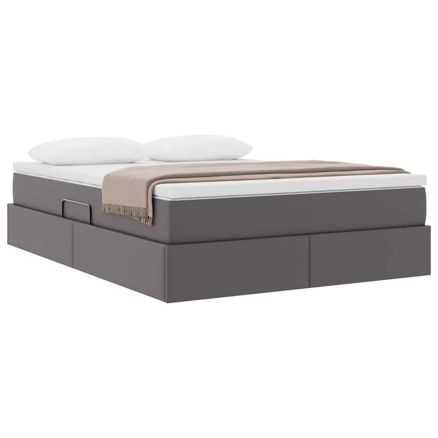 Lit avec rangement et matelas Gris 140 x 200 cm Simili cuir - 3
