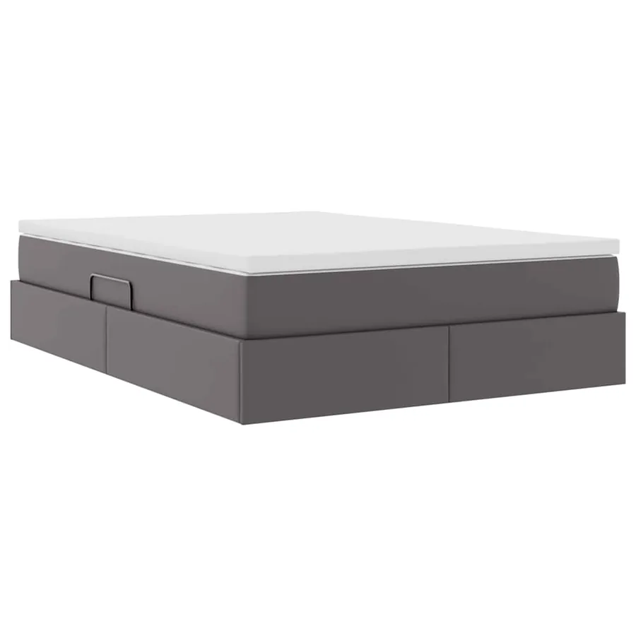 Lit avec rangement et matelas Gris 140 x 200 cm Simili cuir - 5