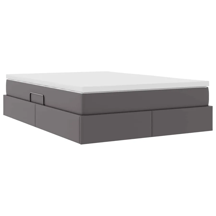 Lit avec rangement et matelas Gris 140 x 200 cm Simili cuir - 8