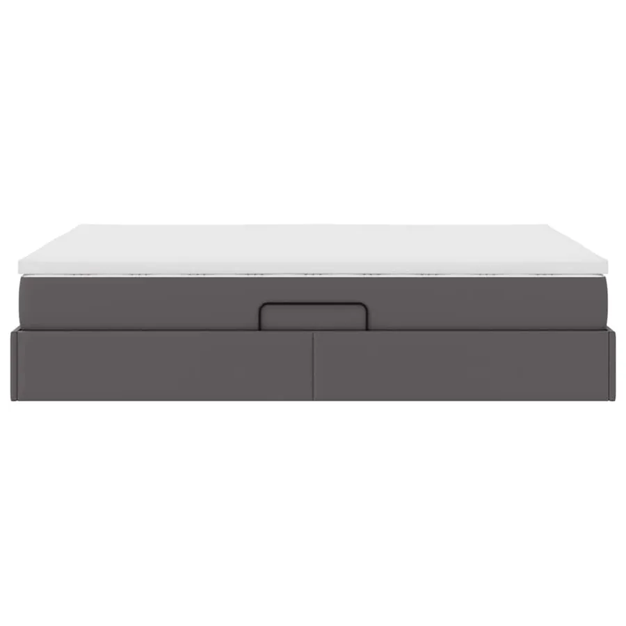 Lit avec rangement et matelas Gris 140 x 200 cm Simili cuir - 9