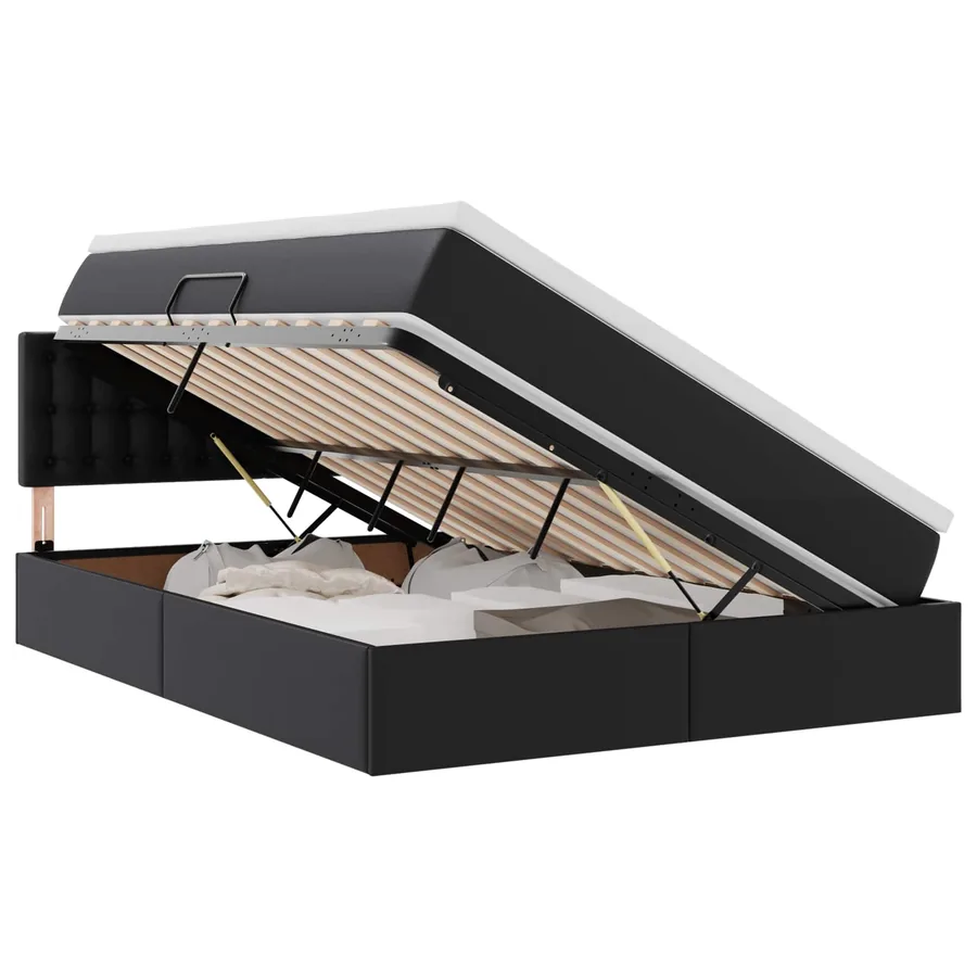 Lit avec rangement et matelas Noir 140 x 200 cm Simili cuir - 2