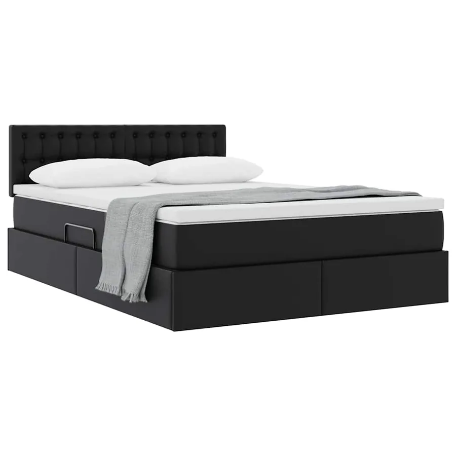Lit avec rangement et matelas Noir 140 x 200 cm Simili cuir - 3