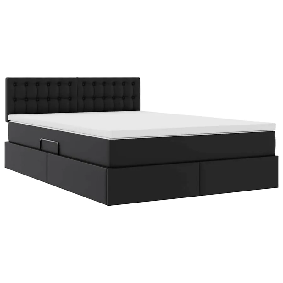Lit avec rangement et matelas Noir 140 x 200 cm Simili cuir - 5