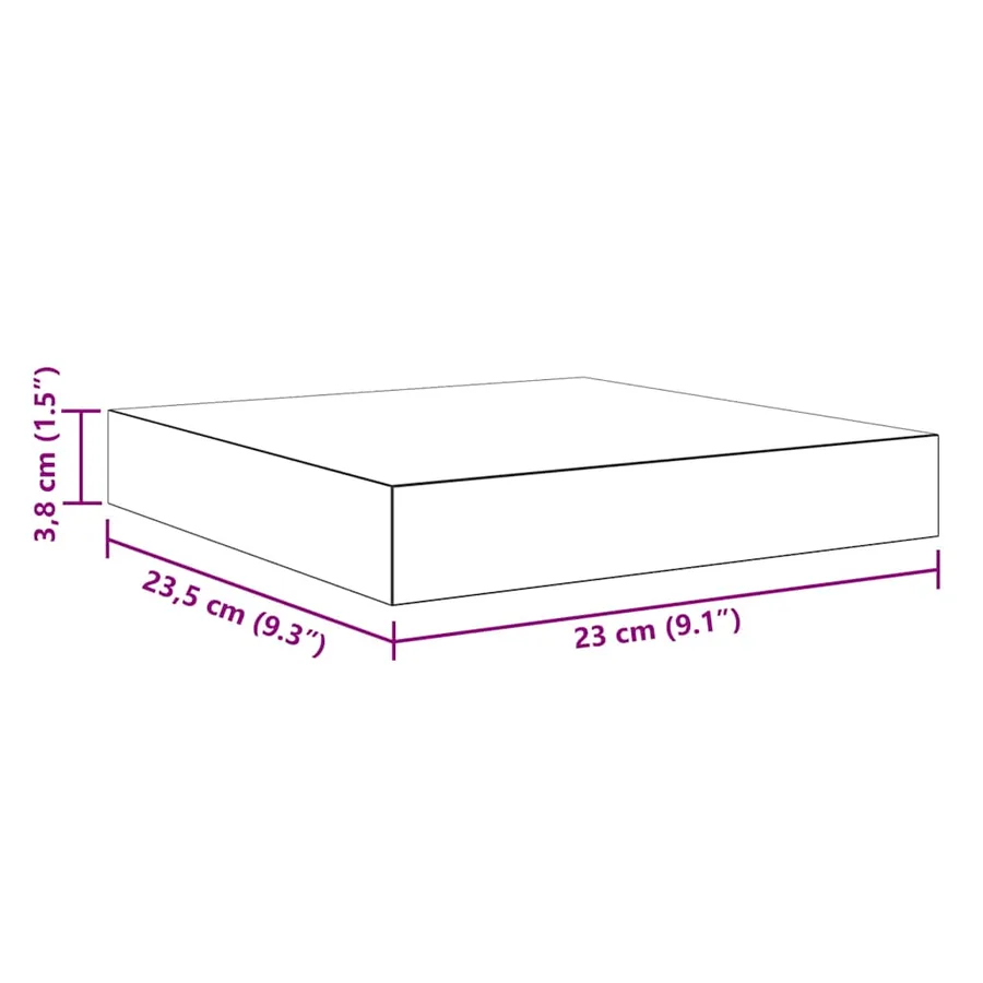 Étagères murales flottantes 2 pcs gris 23x23,5x3,8 cm MDF - 15