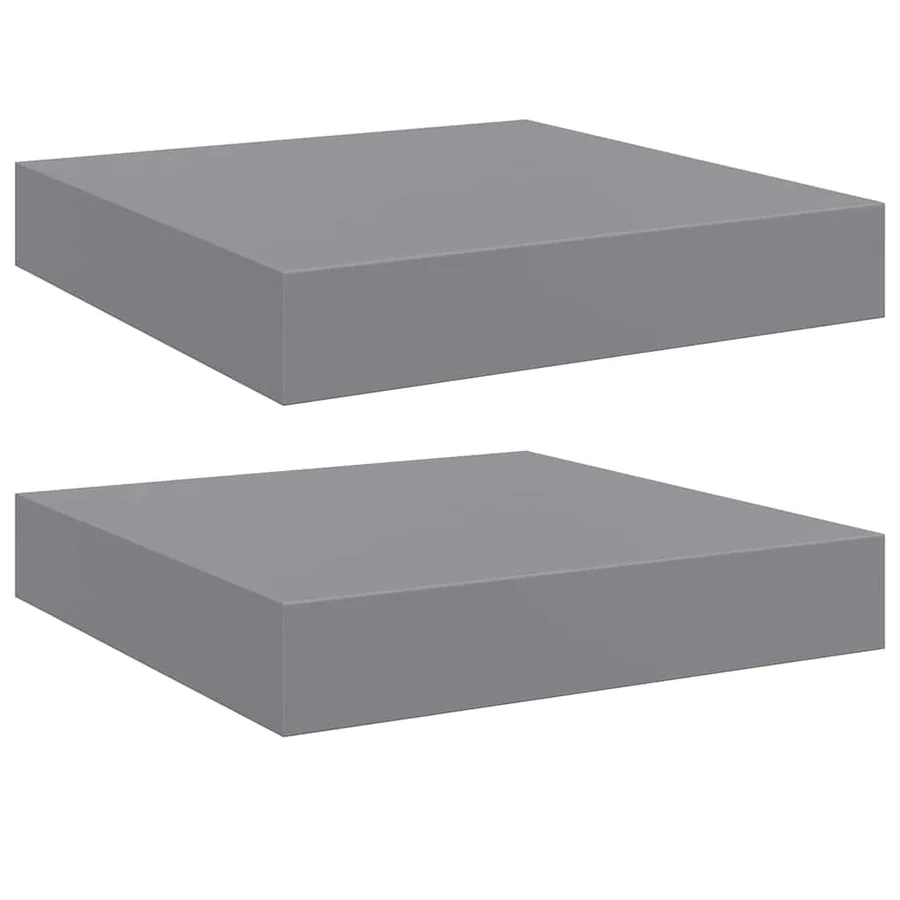 Floating wall shelves 2 pcs grey 23x23.5x3.8 cm MDF - 2
